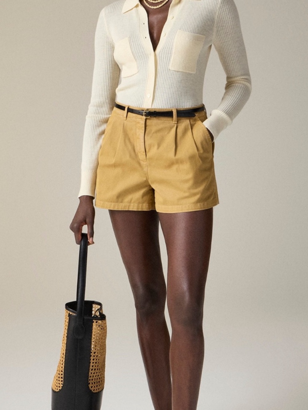 J. Crew Honey Brown Pleated Chino Shorts